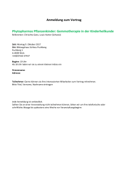 Anmeldung zum Vortrag Phytopharmas Pflanzenkinder