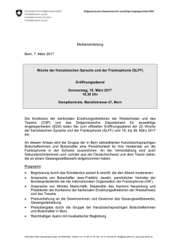 Medieneinladung Bern, 7. März 2017 Woche der französischen