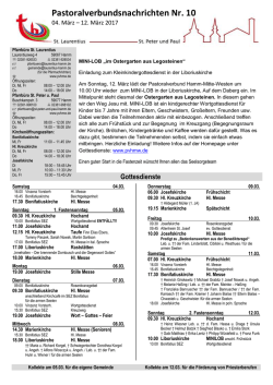 Pfarrbrief - Herzlich Willkommen in der Pfarrei Deutschland