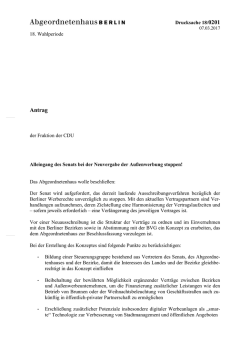 Dringlicher Antrag - Abgeordnetenhaus von Berlin
