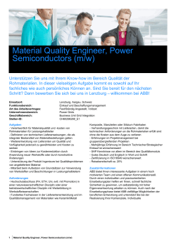 Material Quality Engineer, Power Semiconductors (m/w)