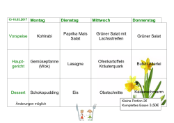 Dienstag Mittwoch Donnerstag Vorspeise Kohlrabi Paprika Mais