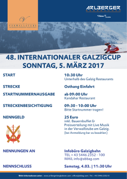 48. INTERNATIONALER GALZIGCUP SONNTAG, 5. MÄRZ 2017