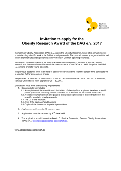 Invitation to apply for the Obesity Research Award of the