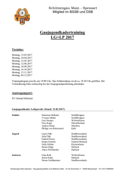 Informationen zum Gaujugendkadertraining 2017