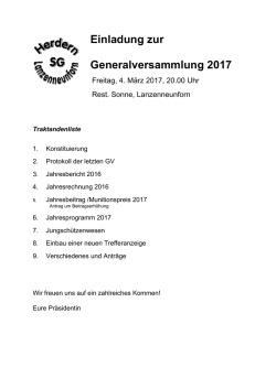 Einladung zur Generalversammlung 2017