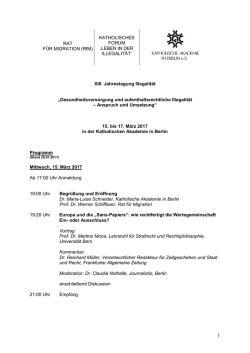 Jahrestagung Illegalit&auml;t 2009 - Katholische Akademie in Berlin eV