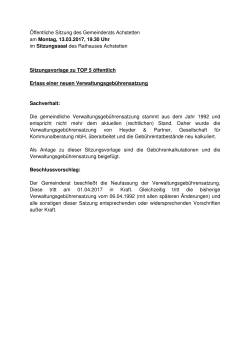 Öffentliche Sitzung des Gemeinderats Achstetten am Montag, 13.03