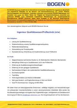Ingenieur Qualit&auml;tswesen/Pr&uuml;ftechnik (m/w)