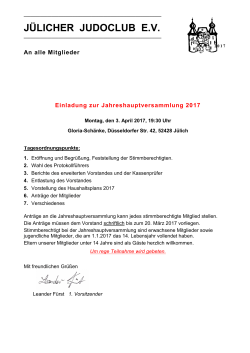 Einladung zur Jahreshauptversammlung 2017