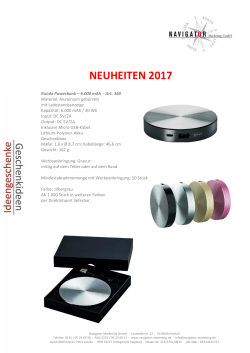 neuheiten 2017 - NAVIGATOR Marketing GmbH