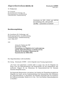 Dringliche Beschlussempfehlung