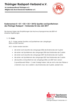 Kadernormliste 2017 - THÜRINGER RADSPORT