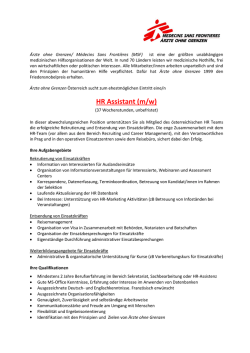 HR Assistant (m/w) - Ärzte ohne Grenzen
