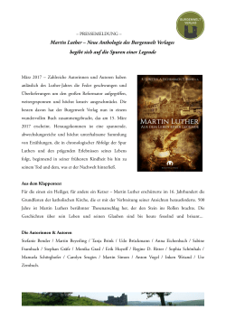 Martin Luther – Neue Anthologie des Burgenwelt Verlages begibt