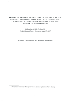 Draft Plan for National Economic and Social Development