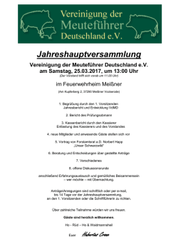 Jahreshauptversammlung - Vereinigung der Meutef&uuml;hrer
