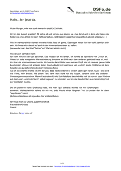 Hallo... Ich jetzt da. - Deutsches Schriftstellerforum