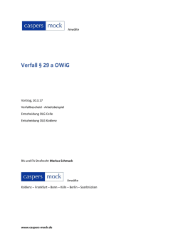 Der Verfall nach § 29a OWiG ist Thema einer