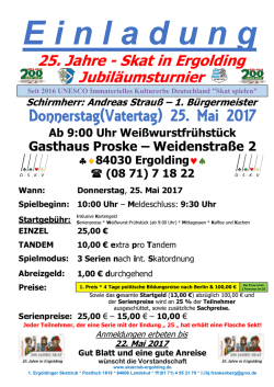 Donnerstag(Vatertag) 25. Mai 2017