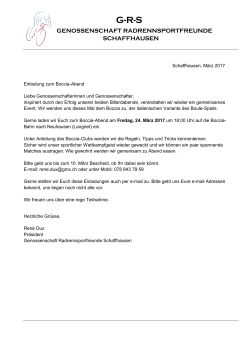 Einladung und Anmeldung - Radrennsportfreunde Schaffhausen