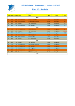 Heimspielplan R&uuml;ckrunde Sinsheim 2016/201 - TSG-Junior