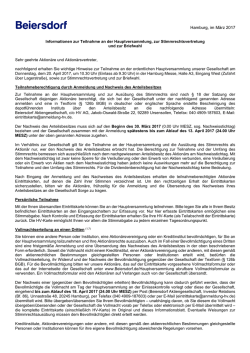 Informationen zur Teilnahme an der Hauptversammlung