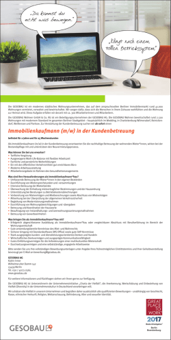 Immobilienkaufmann (m/w) in der Kundenbetreuung