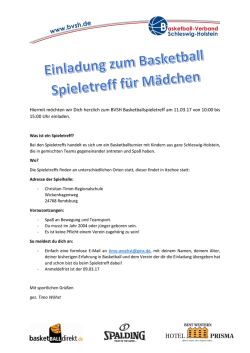 Hiermit m&ouml;chten wir Dich herzlich zum BVSH Basketballspieletreff