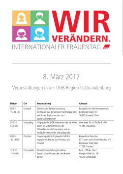 8. Mrz 2017 DGB Region Ostbrandenburg bersicht Veranstaltungen