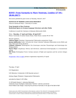 KONF: From Sarmatia to Mare Nostrum, London (27.04 - H-Net