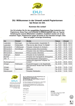 DU: Willkommen in der Umwelt verteilt Papiertonnen bei Ihnen im Ort.