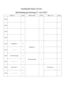 Hardtwald Pokal Turnier Bahnbelegung Samstag 17. Juni 2017