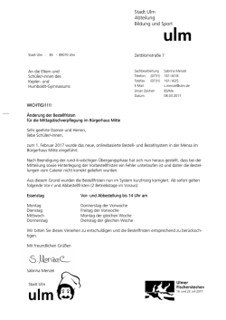 Infoschreiben Eltern Mensa B&uuml;rgerhaus - Kepler