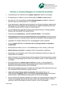 Hinweise zu Gesellschaftsjagden im Forstbetrieb Nordhalben