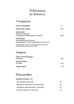 Speisekarte - Restaurant Rebstock Wolhusen