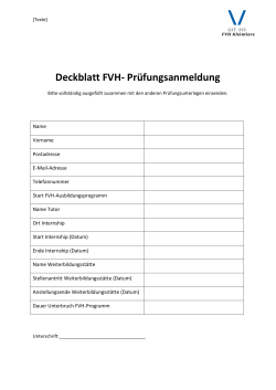 Deckblatt FVH- Prüfungsanmeldung