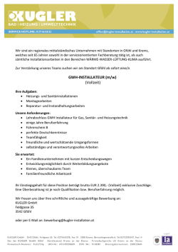 GWH-INSTALLATEUR (m/w) (Vollzeit)