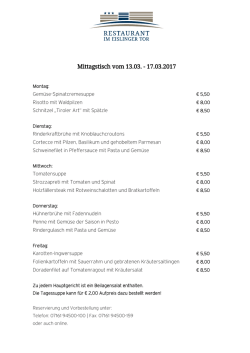 Mittagskarte - Hotel Eislinger Tor