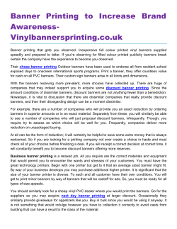 Banner Printing to Increase Brand Awareness- Vinylbannersprinting.co.uk