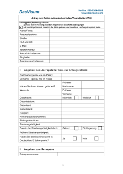 Indien E-Visum Antragsformular
