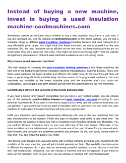 Instead of buying a new machine, invest in buying a used insulation machine-coolmachines.com