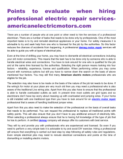 Points to evaluate when hiring professional electric repair services americanelectricmotors.com