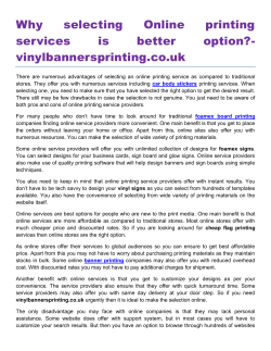 Why selecting Online printing services is better option- vinylbannersprinting.co.uk
