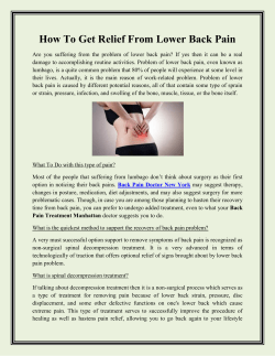 How To Get Relief From Lower Back Pain