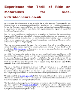 Experience the Thrill of Ride on Motorbikes for Kidskidzrideoncars.co.uk