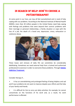 In search of help how to choose a psychotherapist