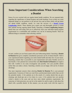 Some Important Considerations When Searching a Dentist