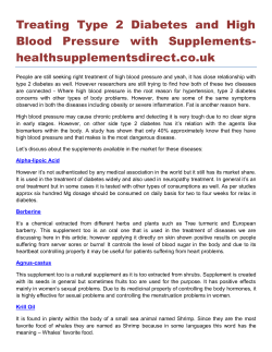 Treating Type 2 Diabetes and High Blood Pressure with Supplements healthsupplementsdirect.co.uk