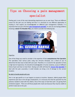 Tips on Choosing a pain management specialist